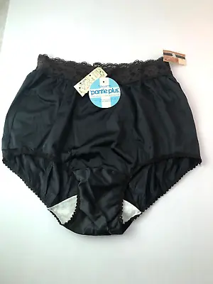 Vassarette Vintage Granny Panties Black Antron Nylon Brown Lace Size 5 Nos • $15