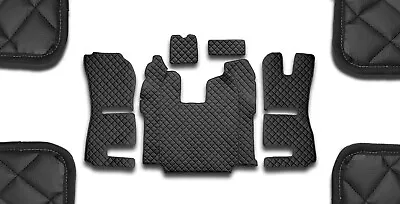 Black Eco Leather Floor Mats For Rhd Truck Scania R 2013-2016 Recaro Susp. Seat • $196.72