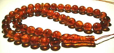 Islamic Prayer 45 Beads Natural Amber Rosary Masbaha  Kehribar  Pressed • $179