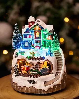 Christmas Village Scene LED Ornament Train Light Up Xmas Decoration Festive • £25.99