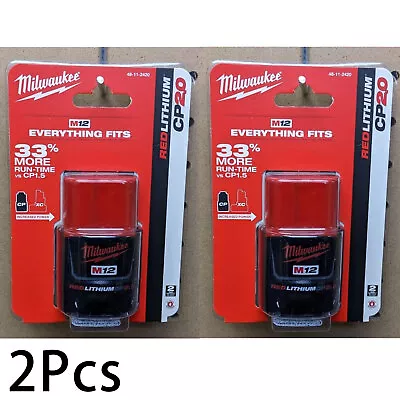 Milwaukee 48-11-2420 M12 REDLITHIUM 2.0 Compact Battery 2Pack Genuine • $38.98