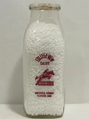 TSPP Milk Bottle College View Dairy Norwich University Northfield VT Horse Pic • $29.99