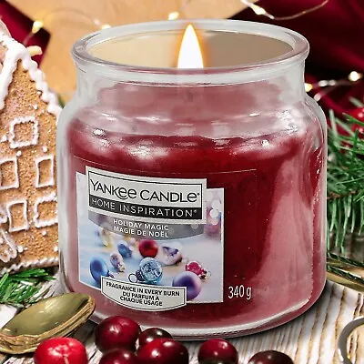 Yankee Candle Christmas Holiday Magic Cinnamon Scent 60 Hour Burn 340g Glass Jar • £12.99