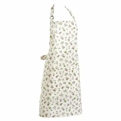 Floral Cream Kitchen Apron Cotton Protective Cooking Baking Adjustable Pinny • £15.99