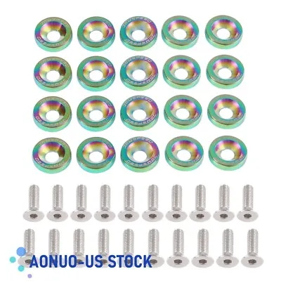 NEW 20Pcs CHROME NEO FENDER BUMPER WASHER/BOLT ENGINE BAY DRESS UP ALUMINUM KIT • $10.86