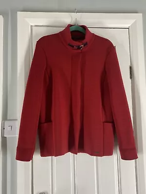 Saint James 100% Wool Cardigan Women’s UK 12 Red Knit Pockets • £32.99