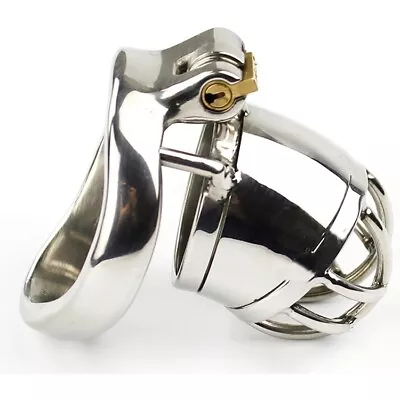 3 Size Male Chastity Cage Bird Metal Ring Lock Chastity Device Stainless Steel • £6.98