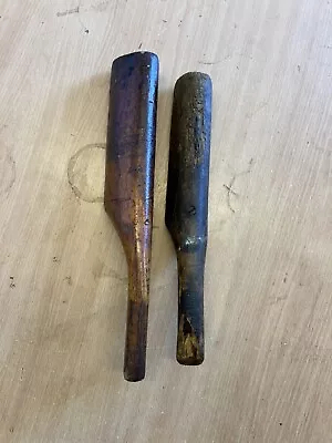 2 Vintage Wooden Lead Dressing Bossing Stick Mallet Old Tools • £16.99