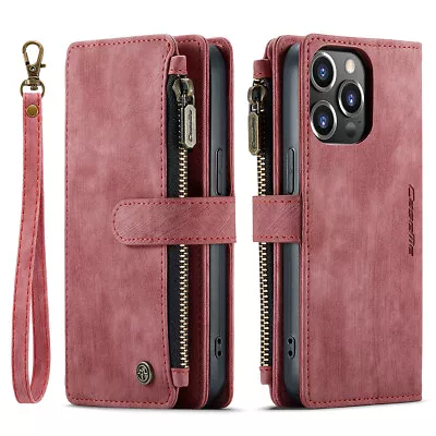 For IPhone 15 14 13 12 11 Pro Max XS XR 8 Zipper Wallet Case Flip Leather Cover • $18.88