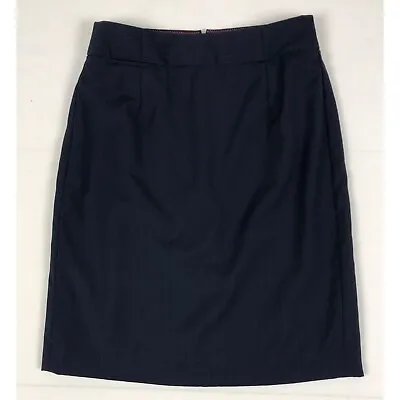 J Crew Women Pencil Skirt Size 4 Black Thin Pin Stripe Back Zipper Knee Length L • $16.49