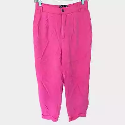 ZARA Women Pink XS Pants Lyocell Pleated Cuff Trousers  • $22.50