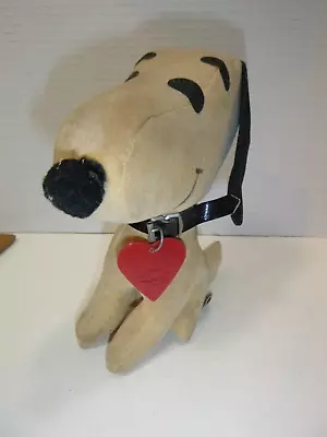 Vintage 1970 Peanuts SNOOPY Suede Leather Plush Stuffed Animal With Collar & Tag • $9.99