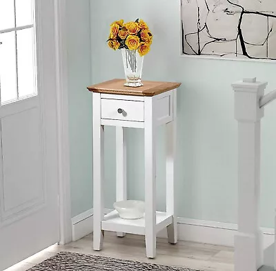 Small Off White Painted Oak Console Table | Wood Hall Side/End/Telephone Stand • £89.99