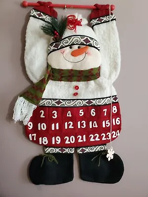 Vintage Snowman Advent Calendar Christmas Countdown Plush Figure 32  Sherpa Felt • $23.79