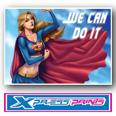 Vintage We Can Do It Wartime Rosie The Riveter Super Girl Poster Print A3 A4 • £4.99