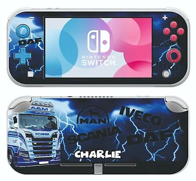 Nintendo Switch LITE PERSONALISED HGV LORRY TRUCK Sticker Game Skin Decals Cover • £5.49