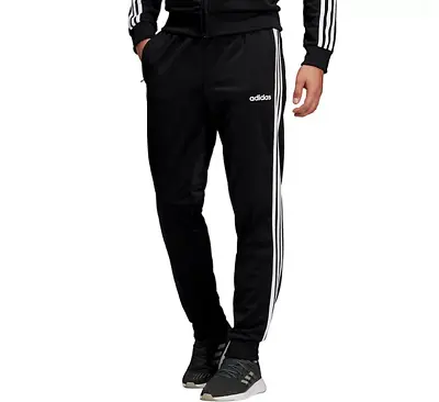 Adidas Men's Essential Fleece Pants M Black Sweatpants Joggers Tapered 3 Stripe • $23.95