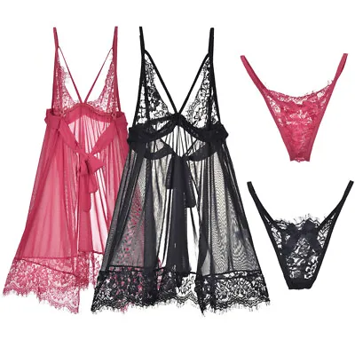 Women's Sexy Lingerie Babydoll Sleepwear Underwear Lace Nightwear Dress G-String • $5.27