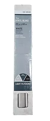 Home Depot 1  White Vinyl Mini-Blinds 23 Wx42 H Light Filtering NIB Wand Control • $14.99