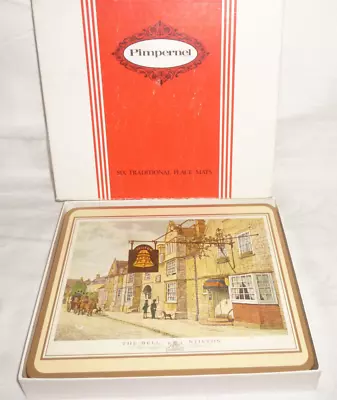 VINTAGE CORK BACKED PLACEMAT SET - English Inns - Pimpernel Brand - Vg Cond. • $29.95