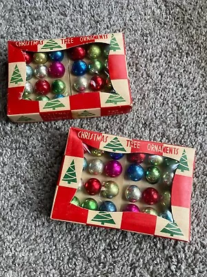 Vintage Feather Tree Mini Glass Ball Ornaments 16mm Made In Japan • $59