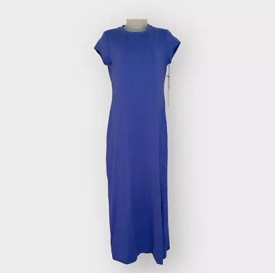 Susana Monaco Cap Sleeve Slit Front T-Shirt Maxi Dress Smoke Blue Grey Small NWT • $39.99