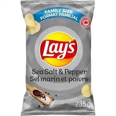 LAYS SEA SALT & PEPPER CHIPS FAMILY SIZE BAGS 1x235gr FRESH & SECURE • £8.03