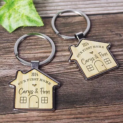 Set Of 1 Or 2 Personalised House Keyrings Couples New Home Housewarming Gift • £4.99