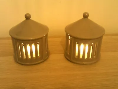 2 X IKEA Grey Ceramic Battery Lanterns • £3.99