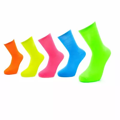 Men's Neon Teddy Boy Socks Mens Bright Fancy Dress Socks 6-11 • £5.95