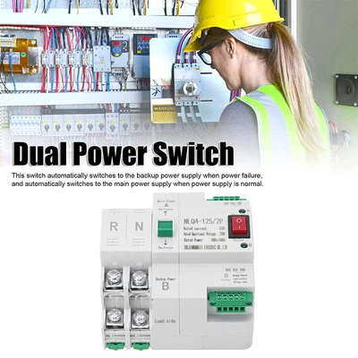 £28.39 • Buy 2P 63A 220V AC Dual Power Automatic Transfer Switch For Generator Changeover