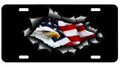 American Flag Eagle - Black  License Plate New Car Tag Metal - USA • $12.94