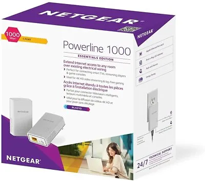 Netgear PL1010-100PAS PowerLINE 1000 Mbps 1 Gigabit Port Network Adapter • $149.76