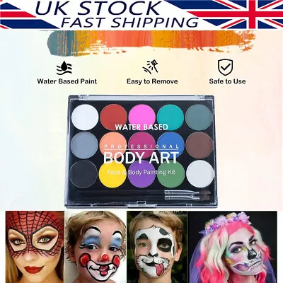 Face Paint Kit Professional Body Party Halloween Washable 15 Colour Palette UK • £6.91