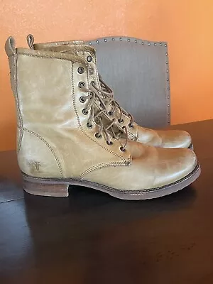 Frye Women's  Combat Brush Off Leather Boots White Size 11 B • $89