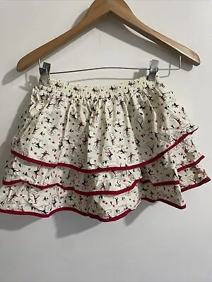 LAND’S END Kids Girls Skirt Size 7 Tiered Ruffles Ice Skating Skater Cream • $11