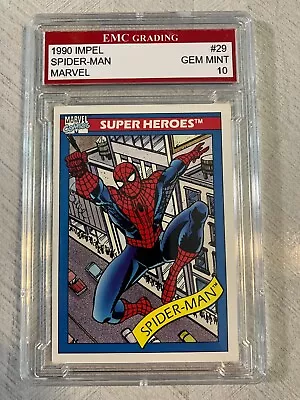 Spider-man 1990 Impel Emc Graded 10 Vintage Gem Mint Card 1st Year Free Ship #29 • $12