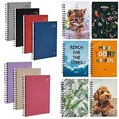 Diary 2024 A5 A6 Classic Patterned Week To View Spiral Bound Year Planner Desk • £2.99