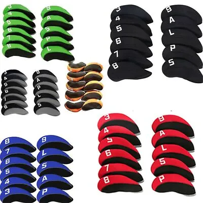$18.79 • Buy 10-11Pcs Iron Club Protector Golf Head Covers With Number Tag Neoprene