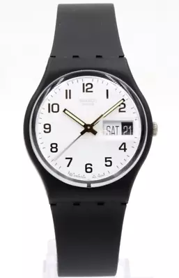 New Swatch Originals ONCE AGAIN Black Day-Date Mid-Size Watch 34mm GB743-S26 • $49.20