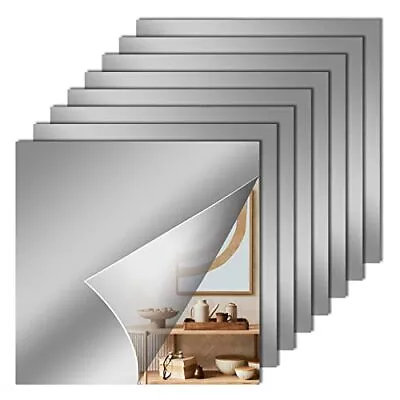 8 Pack 12x12 Inch Acrylic Flexible Mirror Sheets Self-Adhesive Mirror Wall Tiles • $35.42