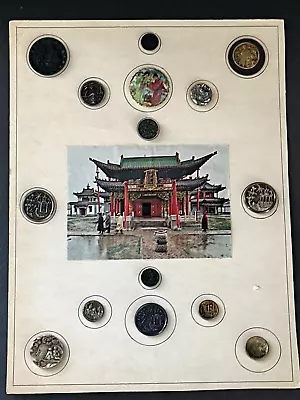 Antique Vintage Chinese Enamel Etc Sewing Button Card Lot • $95