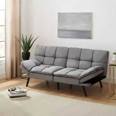 Mainstays Memory Foam Futon Gray Faux Suede  • $177.99