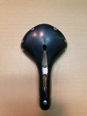 Vintage Rivet Cycle Works Saddle...black Leather Silver Rivets • $80