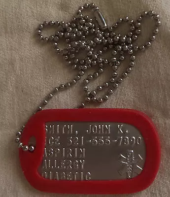 Medical Alert CUSTOM EMBOSSED STAINLESS STEEL DOG TAG ID TAG NECKLACE USA MADE • $9.95