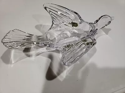 Lead Crystal Flying Dove Heavy Decorative Dish/bowl Made In France Etched Stamp  • $34.99