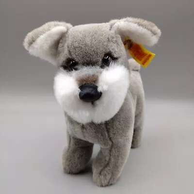 Vintage 80's Steiff Standing Schnauzer Puppy Plush 5465/16 Stuffed Salt & Pepper • $27.99