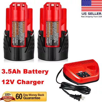 2Pack 3.0Ah For MILWAUKEE 48-11-2401 12V 12 Volt Lithium Ion Battery/Charger • $35