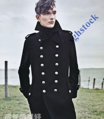 Men's Military Wool Slim Fit Double Breasted Trench Lapel Coat Overcoat Jacket  • $59.24