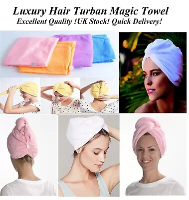 Microfiber Magic Hair Turban Towel Bath Wrap Quick Fast Drying Dryer Hair Cap UK • £2.75